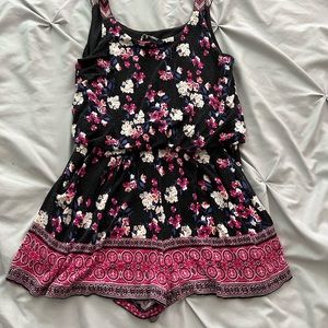 multicolored flower print romper